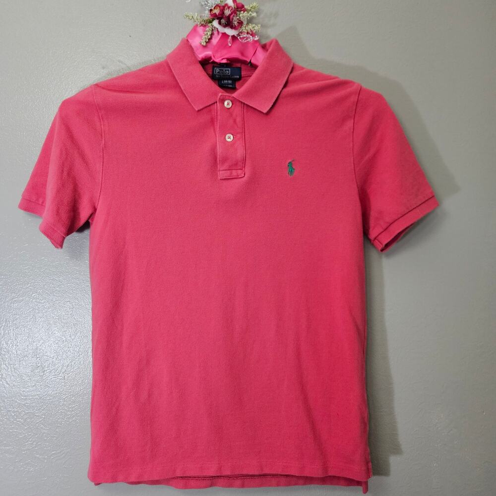 Polo Ralph Lauren Boys L14-16 Pink ShortSleeve Polo Shirt Preppy Old$ Collegiate